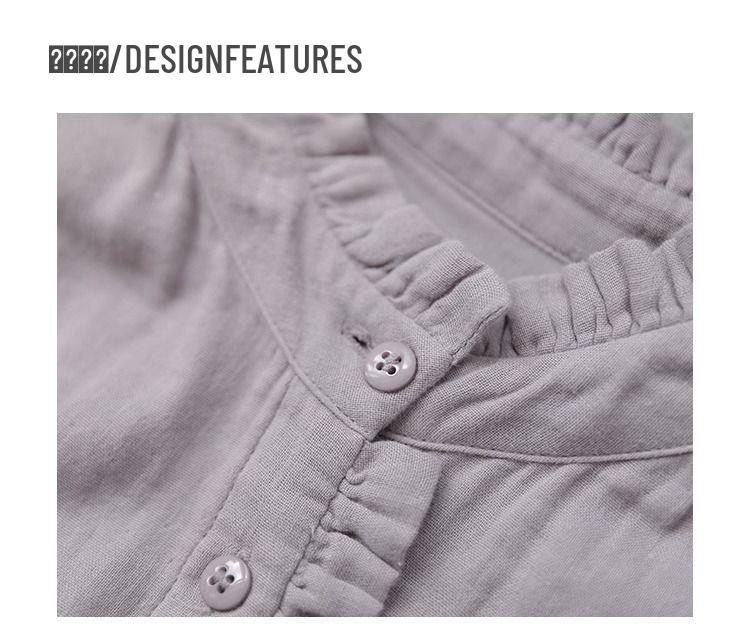 Women's Retro Cotton Linen Slimming Long Sleeve Shirt - Solid Color, Loose Fit for Spring & Autumn.