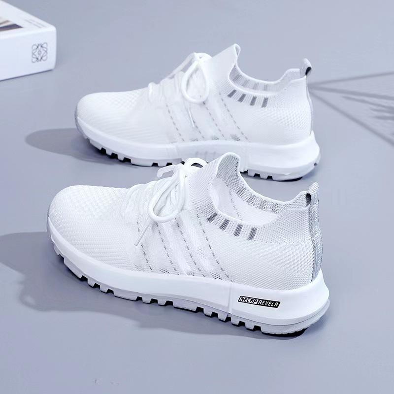 Außenhandel neue Fly-Woven Sportschuhe Damen Mesh atmungsaktiv Mode weiße Schuhe Trend koreanische Version von Kokosnuss-Schuhen