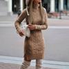 European & American High Neck Slim Fit Long Sweater Dress for Women - Autumn/Winter Warmth