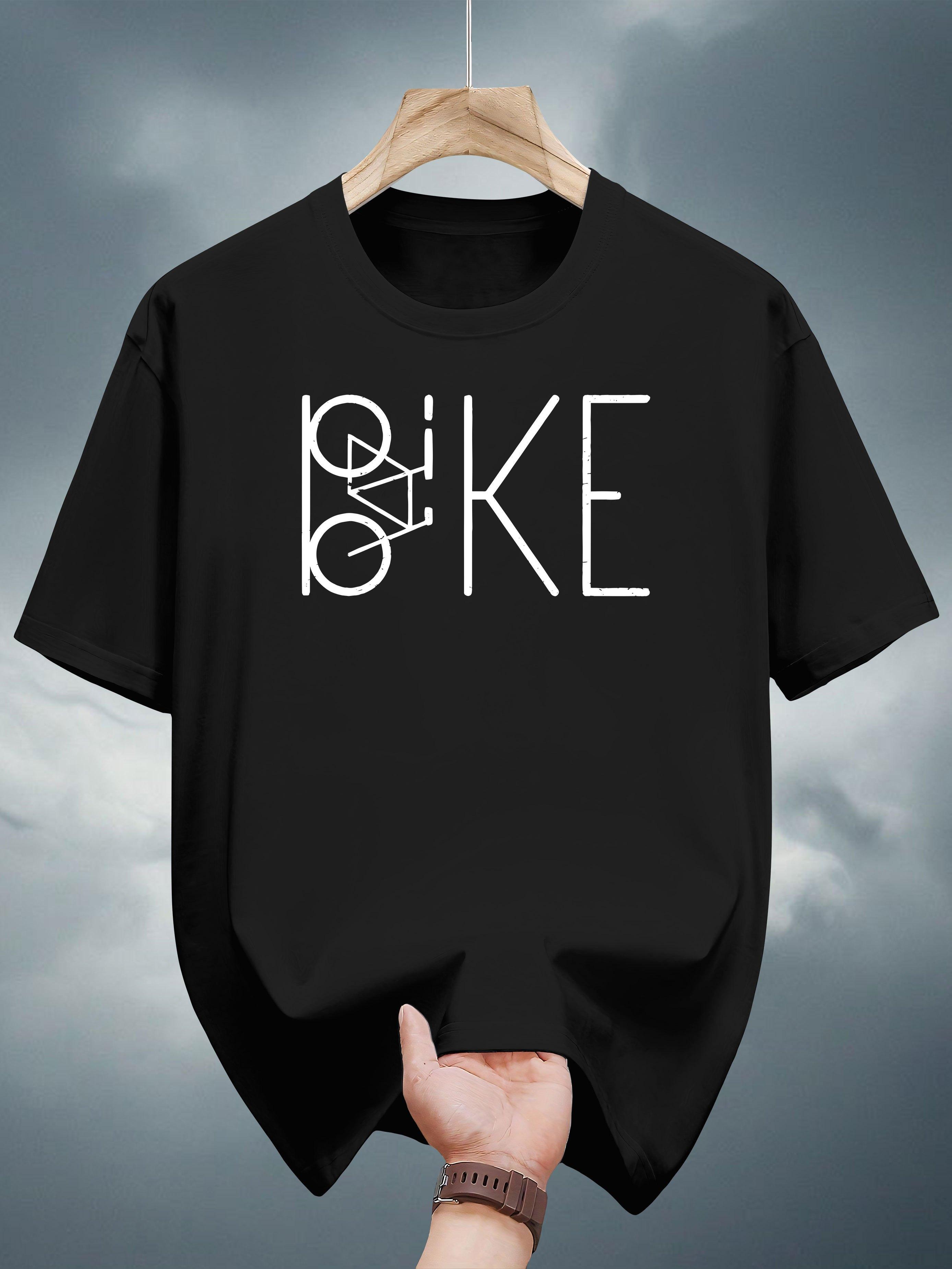 200g 100% Cotton Graphic Print T-shirt - Casual Short Sleeve Round Neck Summer Tee with Bold Bike Design XXXXL