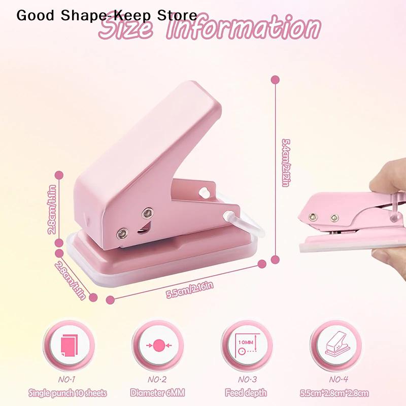 Mini Kawaii Office School Supplies Stationery Items Hole Punch 1 Hole Cute Paper Punch Portable Round Hole Puncher Paper Cutter