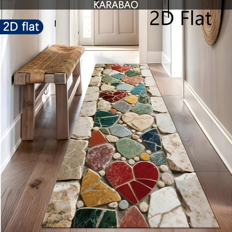 1 stuks Moderne Lichtblauwe Geometrische Patroon Loopkleed Makkelijk Schoon Te Maken Geschikt Voor Woonkamer Slaapkamer Keuken En Vloerdecor 50x160