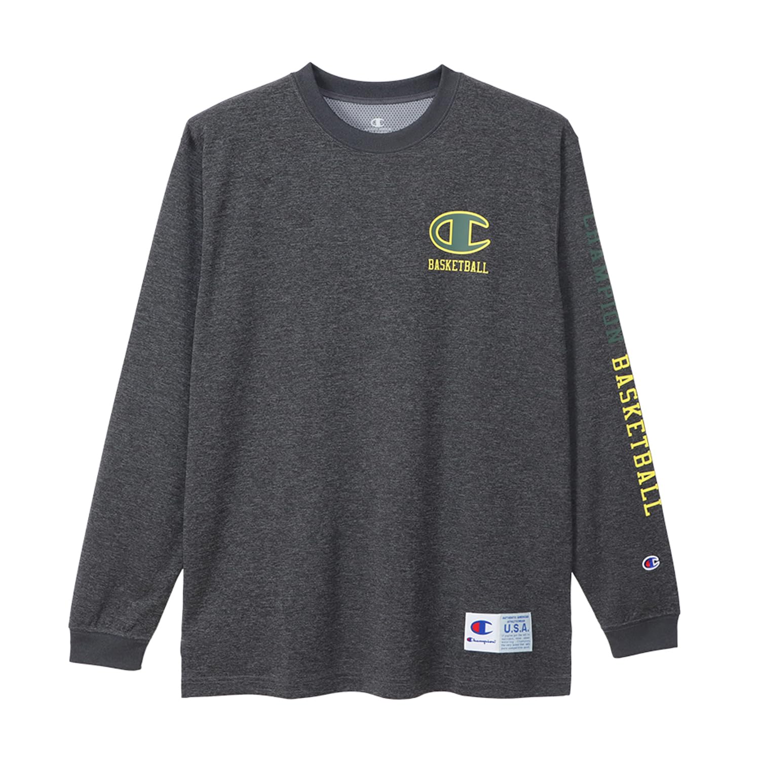 

Long Sleeve Round Neck DRYSAVER One Point Logo Basketball Heather Black M [Champion] T-shirt C3-YB455 Men s
