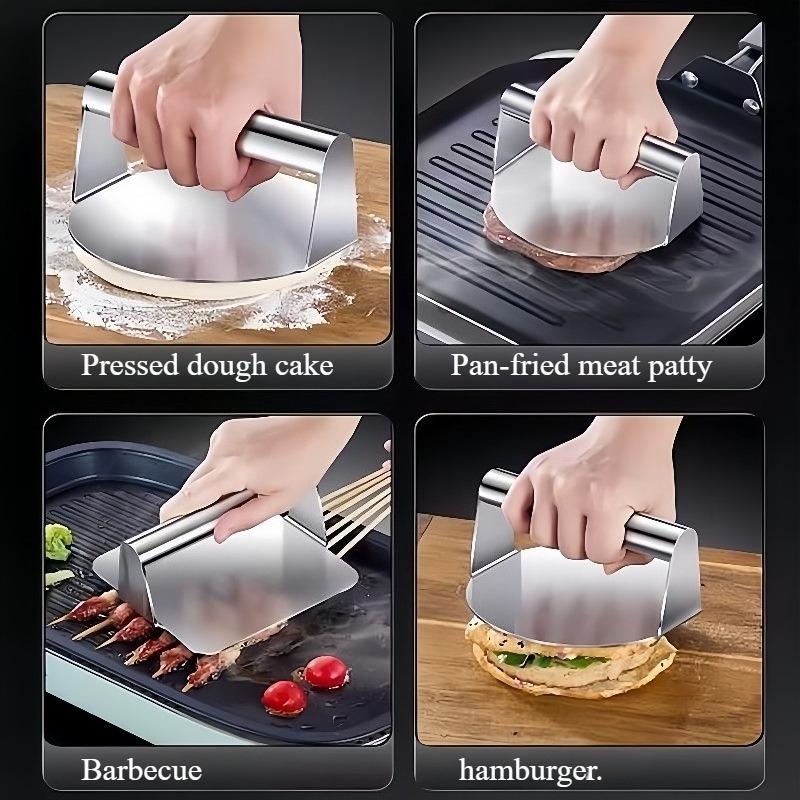 1PC Hand-pressed 304 Stainless Steel Cake Press Household Steak Pork Chop Meat Press Iron Plate Squid Tool Artifact