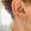 Ins Minimalism Chain Tassel Round Zircon Drop Earrings 925 Sterling Silver Needle Small Hoop Earrings for Women Fashion Jewelry