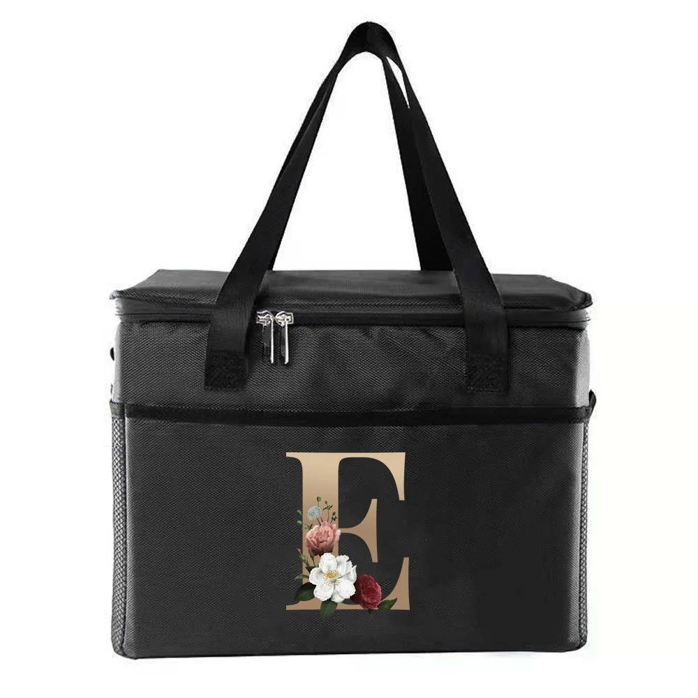 Thermal Bag Portable Lunch Bags Insulated Cooler Bag Food Bento Bags Printing Gold Letter Series Travel Picnic Storage Ice Bags