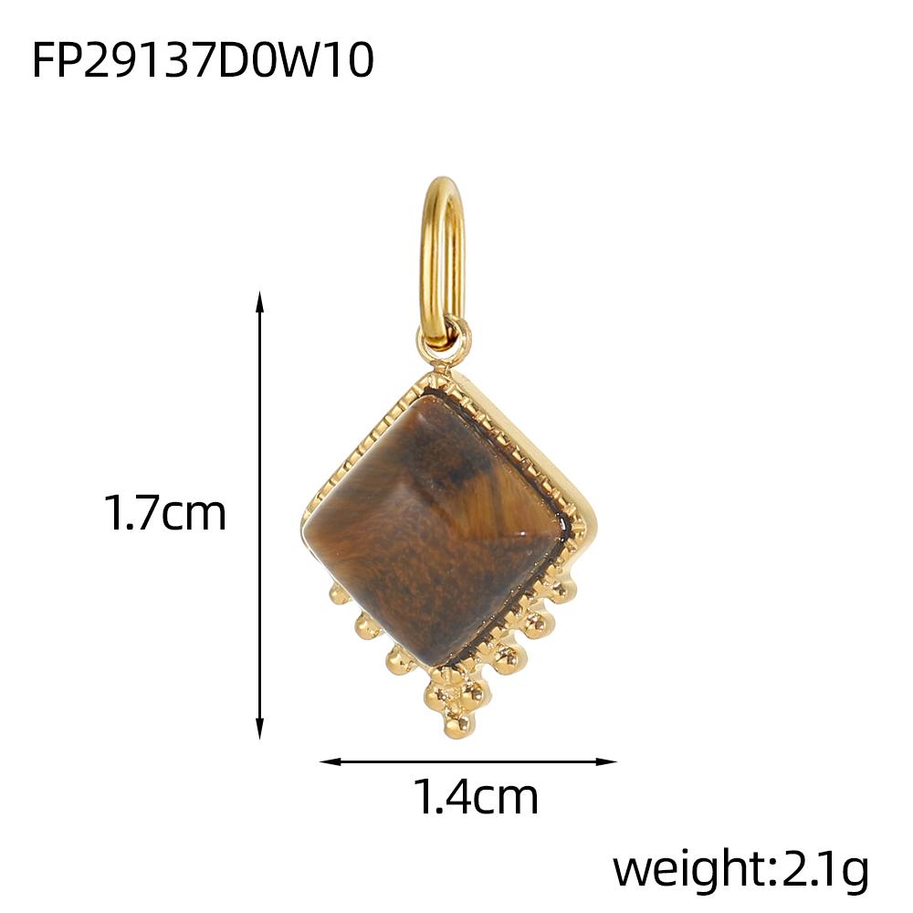 CARLIDANA Stainless Steel Colorful Natural Stone Charm Square Shapes Gold Color Pendants Jewelry Making DIY Necklace Accessories