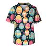 Men's Short Sleeve V-Neck Easter Egg Print Chest Pocket Care Top