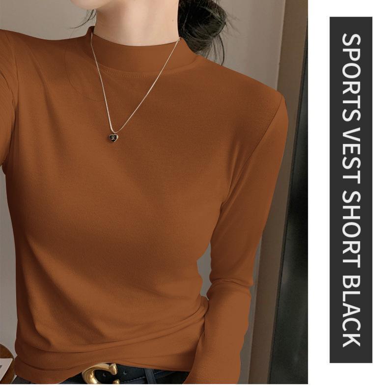 

Women s Combed Cotton Mid-Neck Base Layer: Small Stand Collar, Regular Shoulder, Long Sleeve, Optional Fleece. L