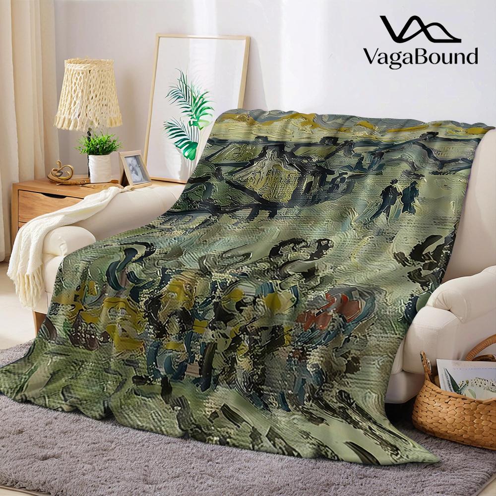 Reminiscence of Vincent Flannel Blanket Warm Soft Halloween Christmas Couch Warm Cozy Decorative Decor Gift for All Season