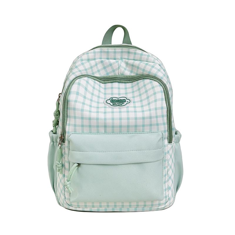 

Contrast Color Student Large Capacity Schoolbag Women s Check Backpack зелений