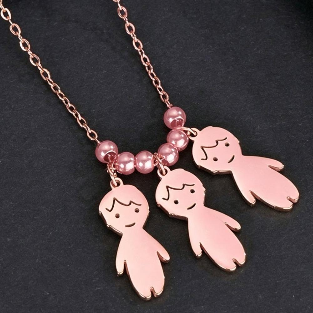 Stainless Steel Boy Girl Necklace Pendant Lover Necklace Choker Family Necklace Lovers