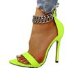 Metal Chain High Heels Women's Rome Summer Sexy Leopard Large Size Pointed Sandals Leisure Party Pumps