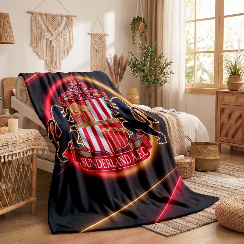 Sunderland Football Print Flannel Blanket Soft Warm Sofa Bed Throw Blanket For Home Office Bedroom