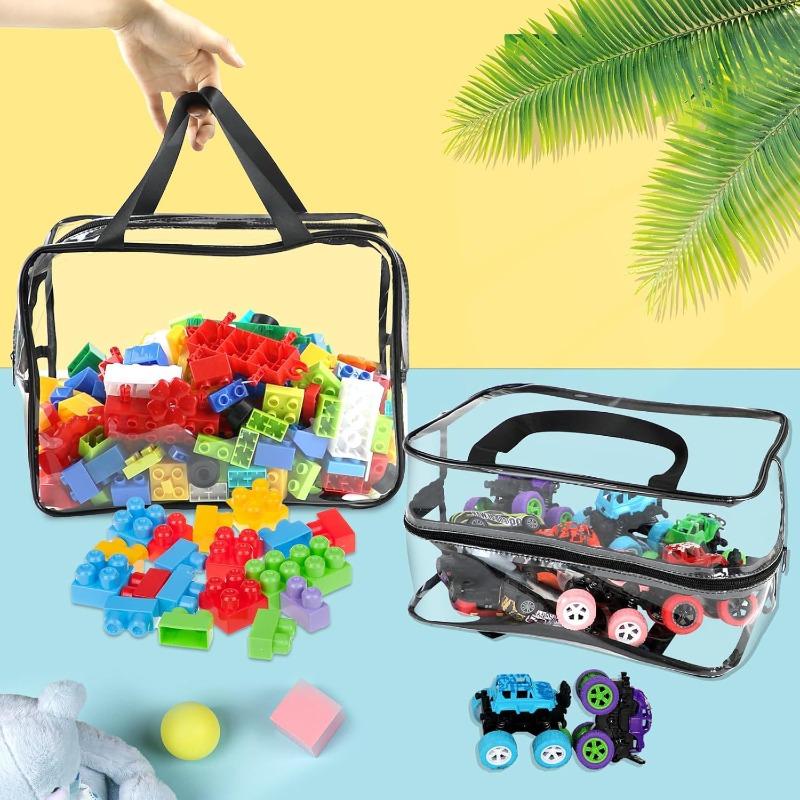 Transparent Storage Bag Waterproof Zipper Closure for Toys Beach Puzzle Travel Toiletries Cosmetic Organizer Portable Washable