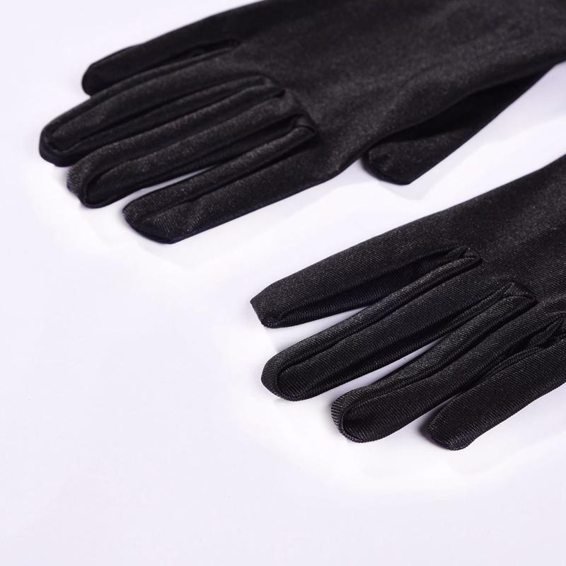 Guanti da sera da donna classici bianchi neri rossi, guanti lunghi in raso elasticizzato per ballo di fine anno, guanti da guida e protezione solare per signora