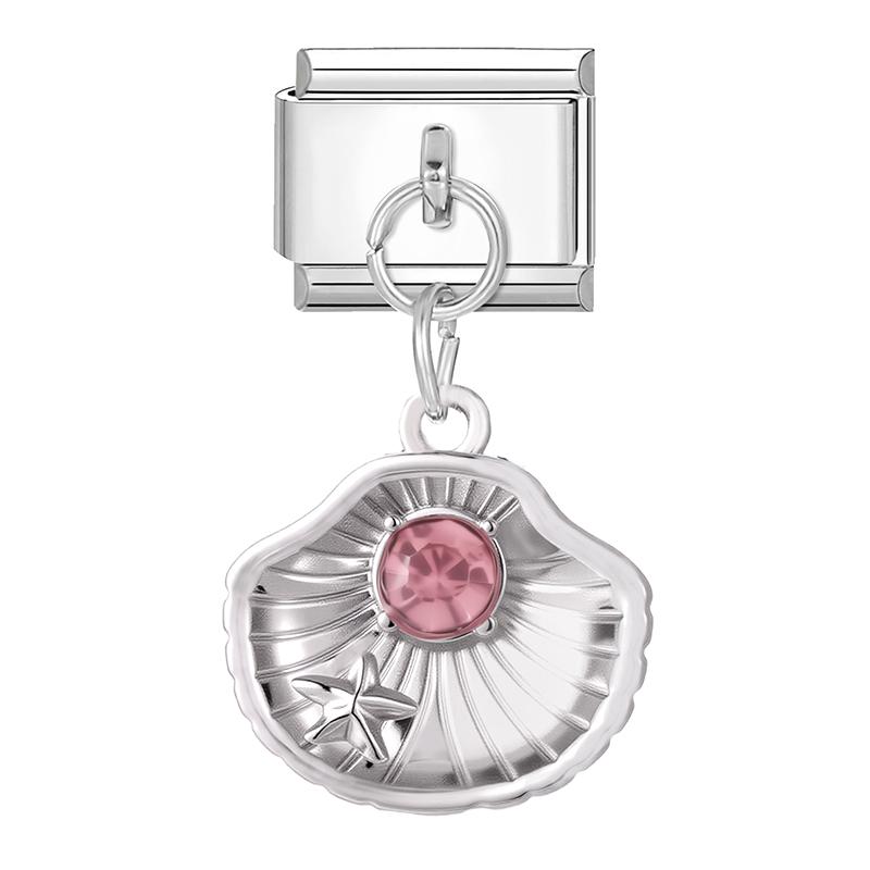 Zircon Turtle Starfish Conch Fishtail Cherry Pendant Italian Charm Links Fit 9MM Stainless Steel Bracelet Women DIY Making Gifts