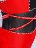 Girls Latin Dance Rhinestone Feather Asymmetrical Sleeveless Press Button Crotch Mesh Bodysuit