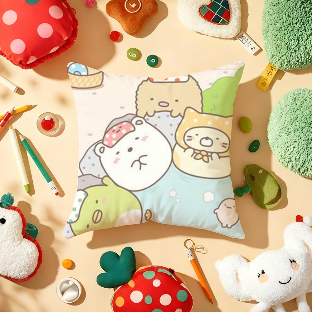 Kissenhülle Plüschstoff Weich Zweiseitig Bedruckt Sofa Warm Winter Zuhause Geschenk Kissenbezug Niedlich S-Sumikko G-Gurashi