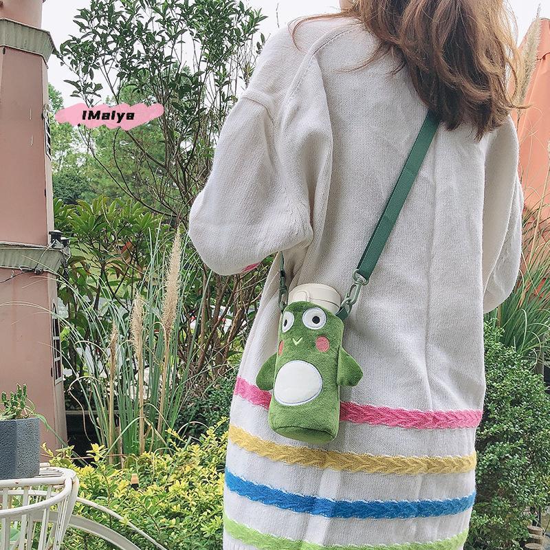 1Pcs Winter Plush Insulated Water Bottle Cover Cartoon Portable Cup Pouch for Vacuum Glass Cups - Soft Touch Protective Case
