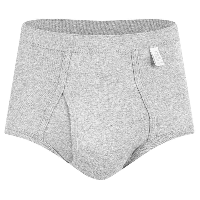 Yiershuang Men's 7A Antibacterial 100% Cotton Ribbed Mid-Rise Briefs (3-Pack)