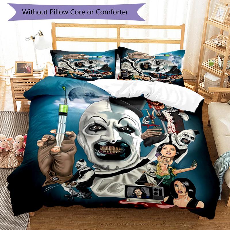 3pcs Art the Clown Terrifier1 pattern bedding set duvet cover set includes duvet cover &pillowcases, perfect all season bedroom decoration & gift
