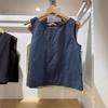 Japanese Style Women's Sleeveless Linen Blend Waistcoat - Round Neck, Casual, 2025 Spring/Summer
