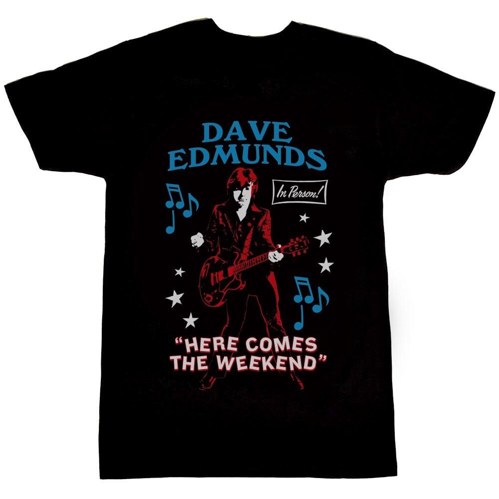 Vtg Dave Edmunds Here Comes the Weekend Cotton Black T Shirt For Men CM092 Unisex T-Shirt S