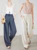 Women's Anti-Wrinkle Tencel Linen Pants, Spring/Summer, Loose Herringbone, Wide-Leg Design, Original Linen Color, Style 7896.