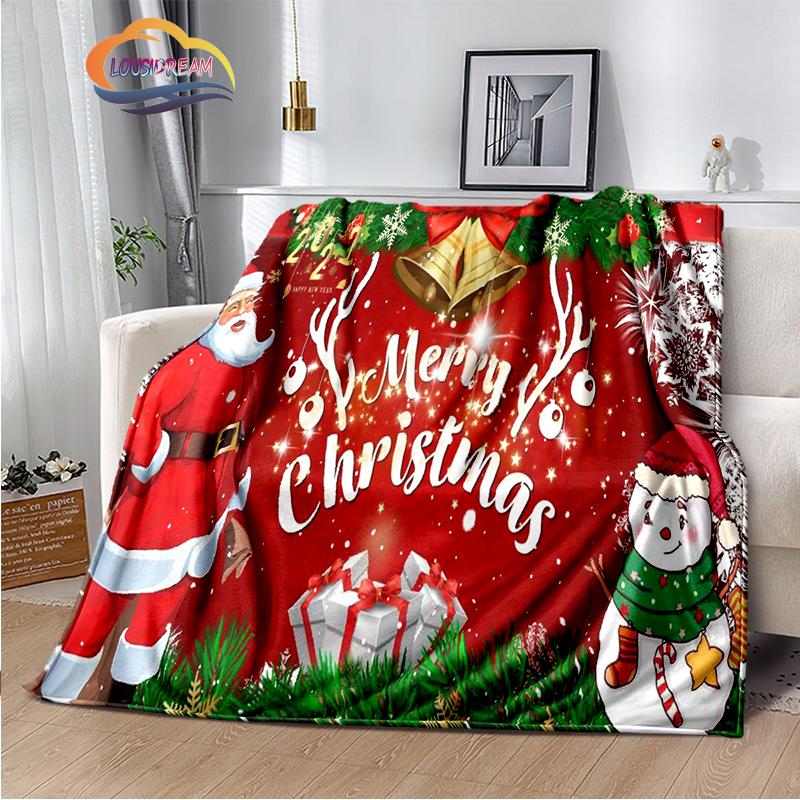 Merry Christmas Series Santa Blanket Flannel Warmth Soft Plush Sofa Bed Throwing
