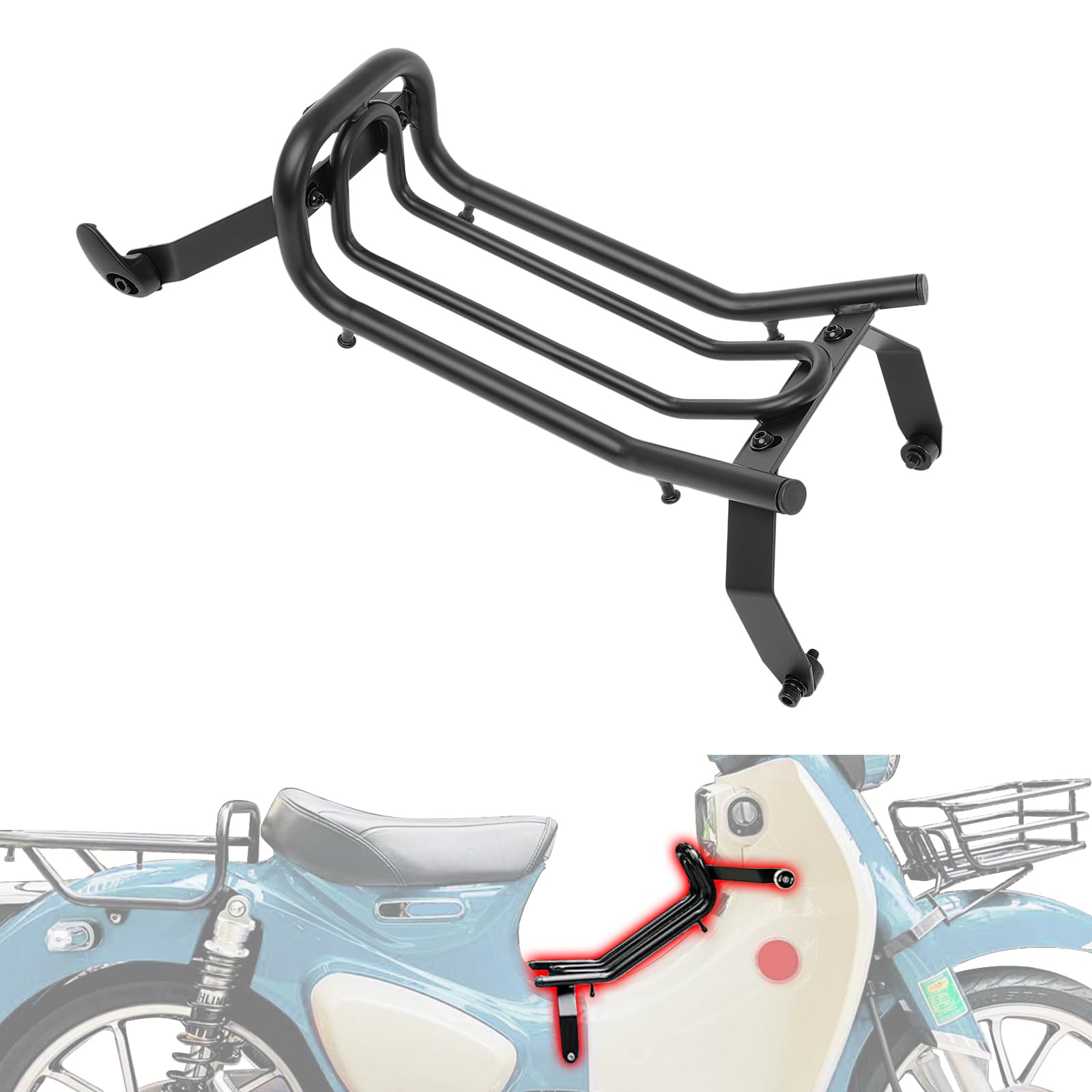 GFARDMOTO Багажник для мотоцикла Honda Super Cub C125 2018-2025 (JA48/JA58/JA71) - Черный Центральный Багажник на Велосипед Cub C125 Аксессуары