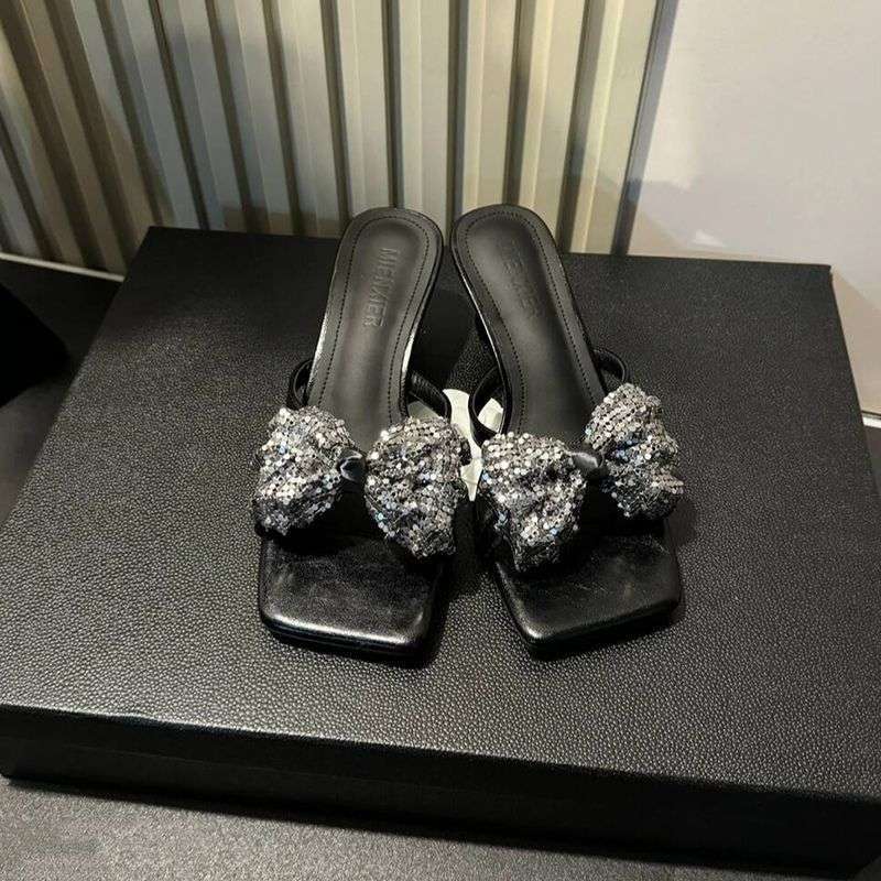 

Milo cat niche design premium bow one-word drag summer 2025 new comfortable high-heeled popular sandals 35 чёрный