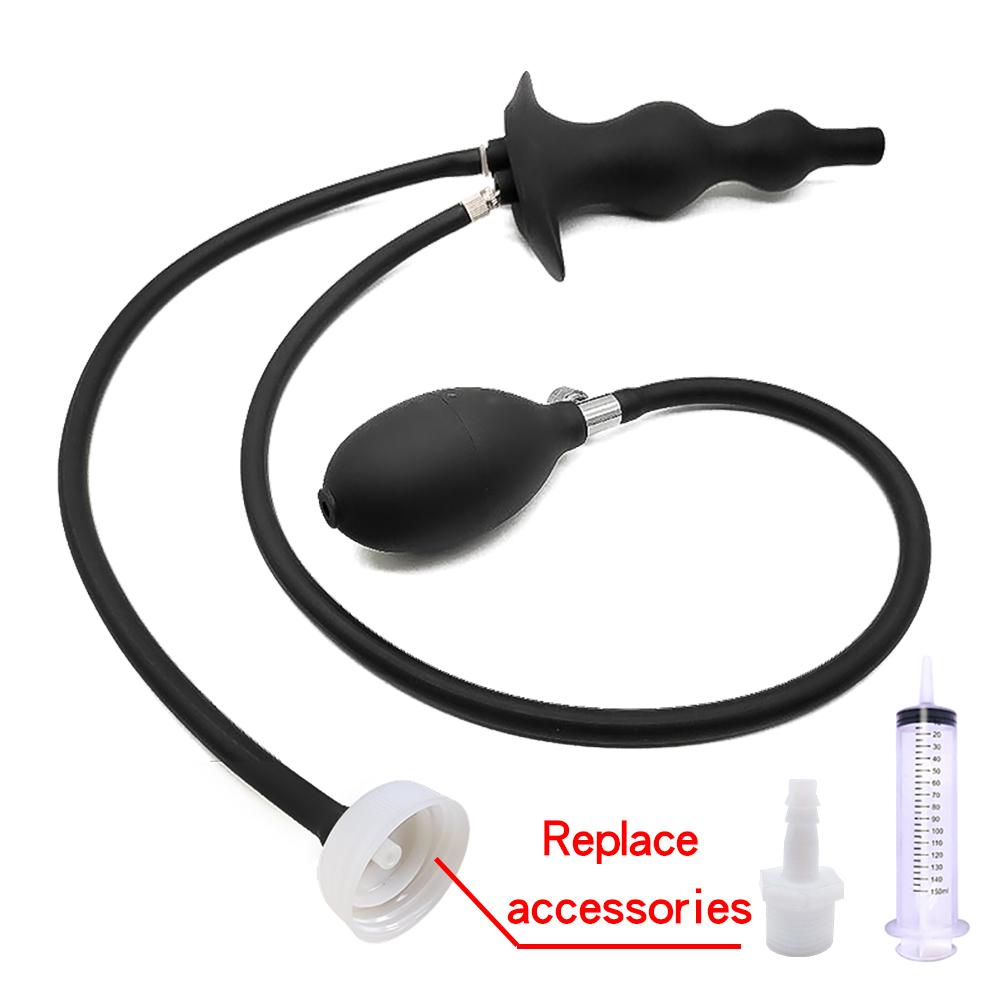 Water Spray Inflatable Anal Plug Anal Enema Cleaner Anal Expander Rear Court Pull Bead Anal Plug Adult SM Alternative Sex