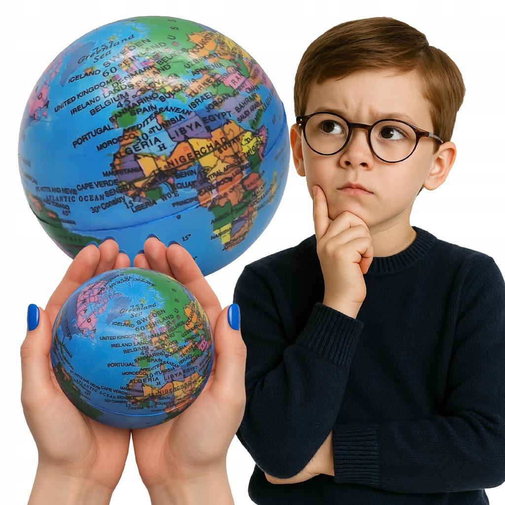 Piłka Globus Gigant 10 Cm Piłeczka Świat Edukacyjna Miękka I Ogromna
