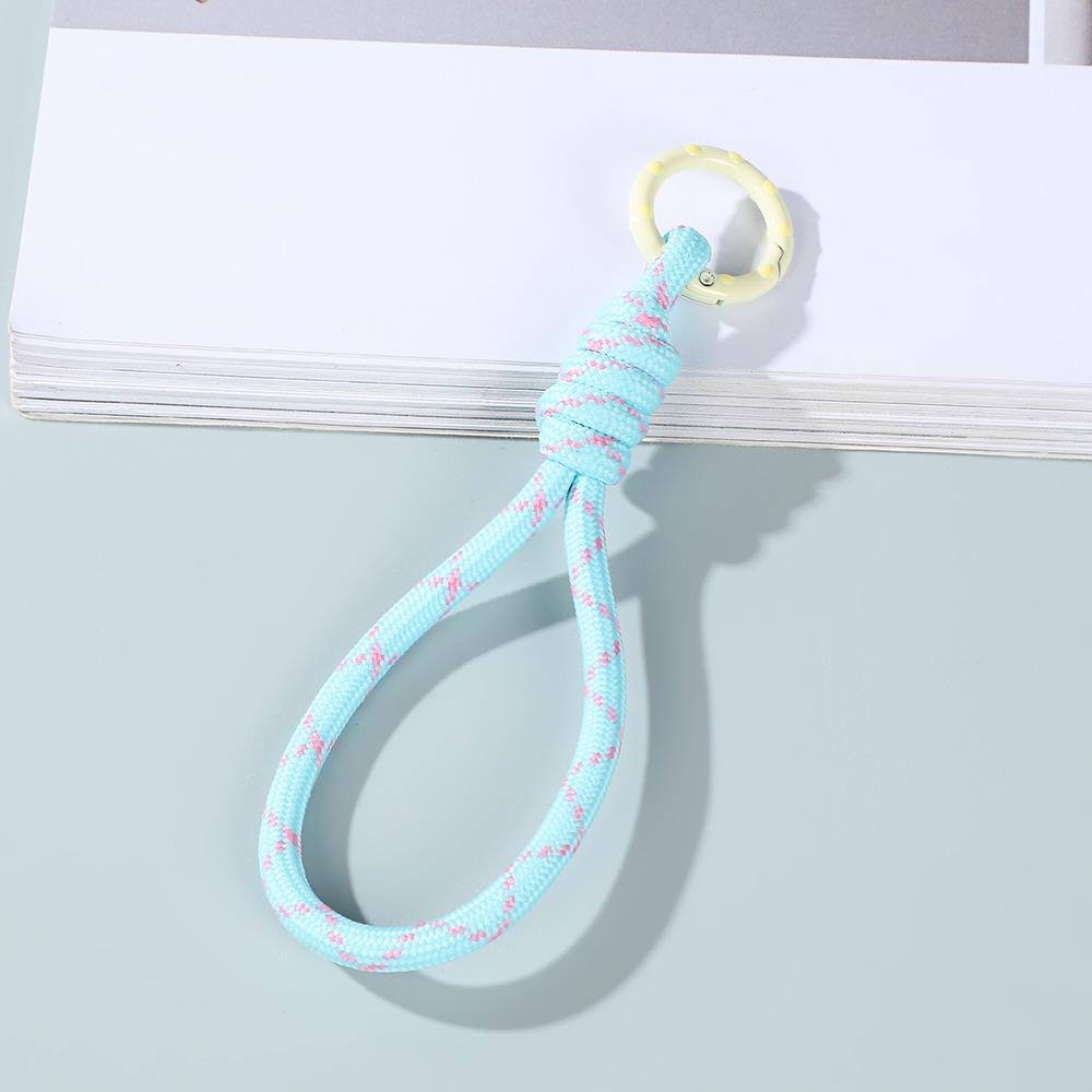 Colorblock Woven Phone Lanyard with Detachable Keychain and Anti-Lost Rope