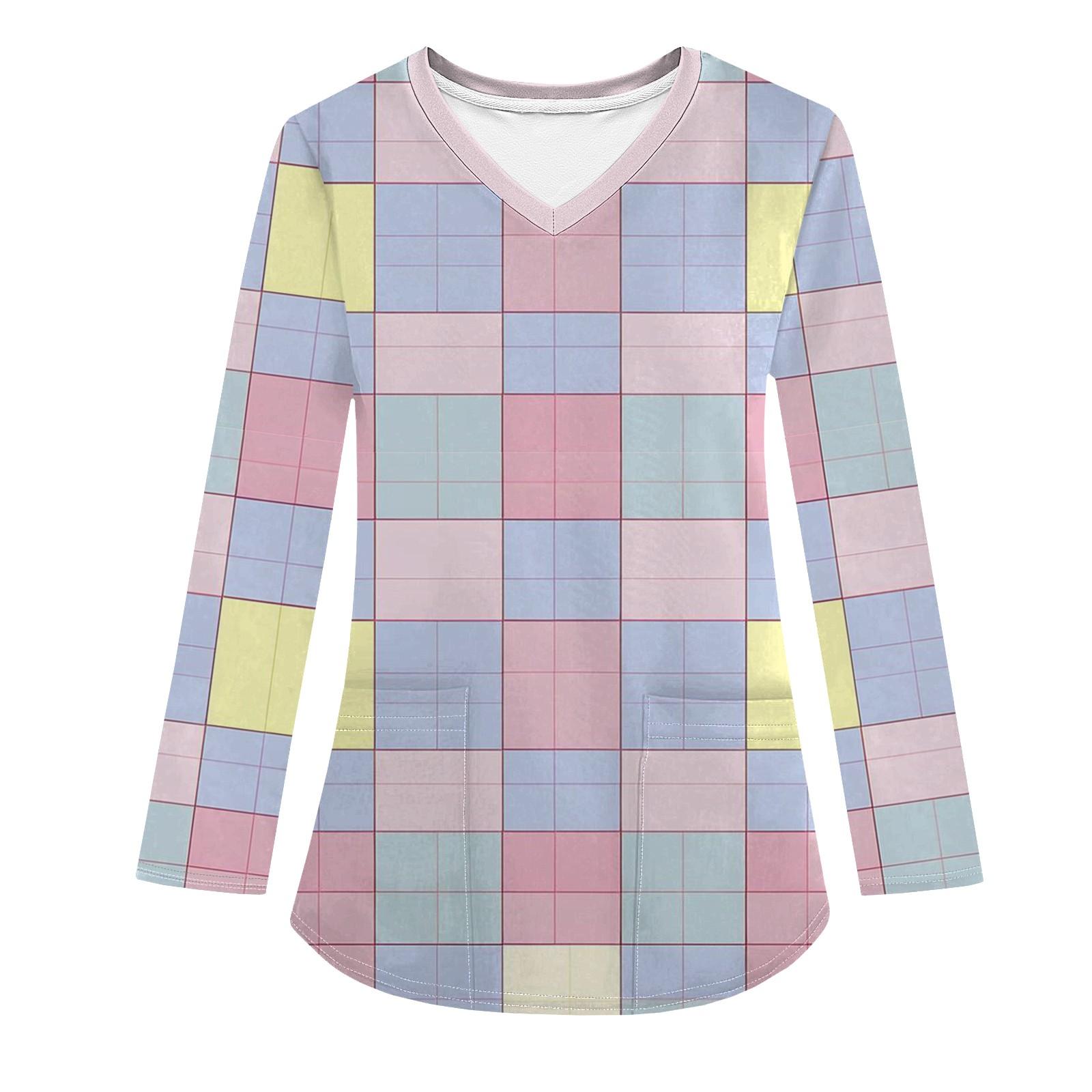 

Женская модная рабочая одежда с V-образным вырезом и длинным рукавом, с карманом, полосатая футболка с принтом XXL