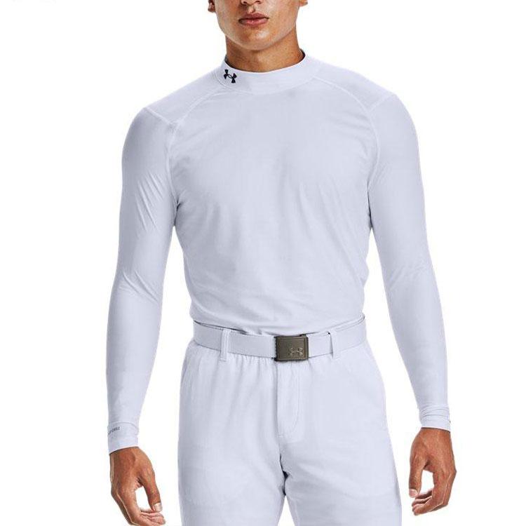 Under Armour Iso-Chill Logo Print Golf Athletic Slim Fit High Neck Long Sleeve T-Shirt Men tops White 1359966-100