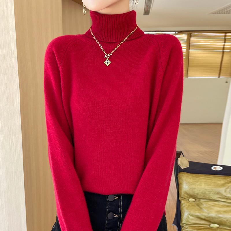 New Women's Casual Autumn/Winter High Neck Velvet Knit Sweater - Solid Color Short Pullover