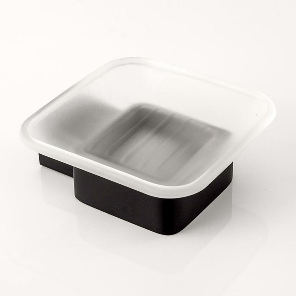 Bathroom Soap Rack, Soap Storage Rack, Bathroom accessories,Square Glass Soap Dish Black silver,Soap Holder