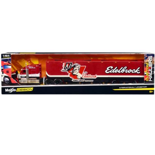 Maisto 1/64 Scale Edelbrock Red Trailer Truck Diecast Model Car (12418)