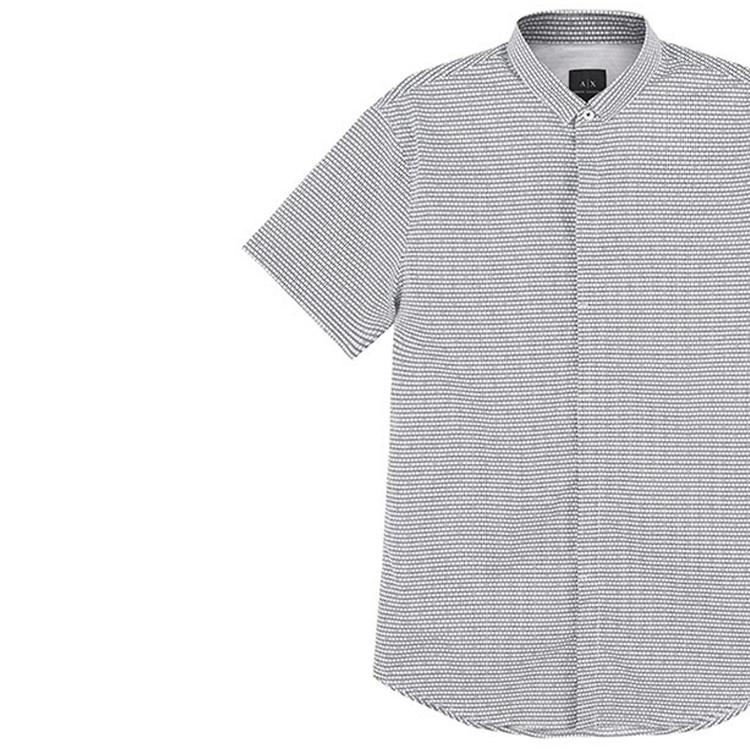 Armani Exchange Ss23 Patterned Short Sleeve Shirt Men shirts Gray 3RZC04-ZNEAZ-01EM