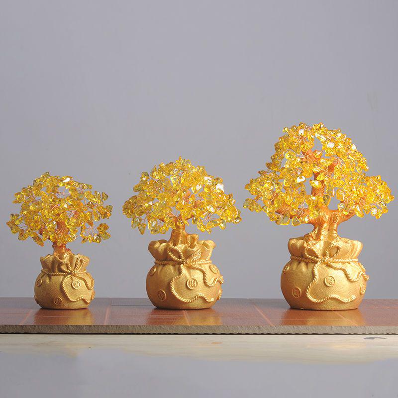 Glückbaum Citrin Ornament für Wohnzimmerdekoration oder Eröffnungsgeschenk