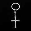 3D Cross Shape Stainless Steel Keychain Trendy Personality Design Fashion Car Key Pendant Practical Daily Gift