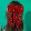 Heming's Christmas Hairpin: Bow with Star, Snowflake, and Tree Sequins - Holiday Party Accessory