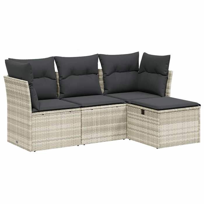 VidaXL Garden Lounge Set with Cushions 4 Pcs, Patio Sofas, Patio Furniture Set, Outdoor Furniture, Grey 3263118