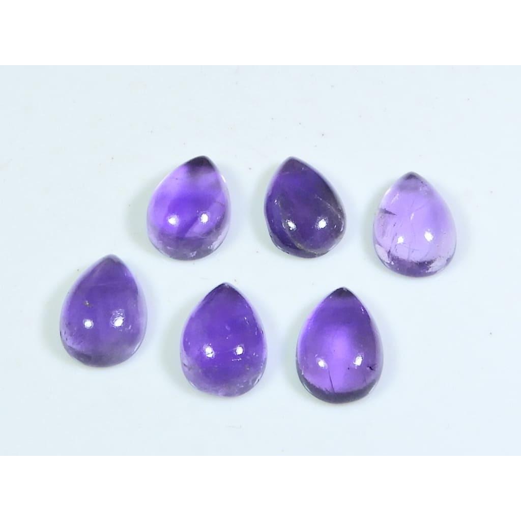 9X13MM Natural Amethst Ring Size Pear Cabochon Loose Gemstone 7Pcs Lot 35Cts A-418