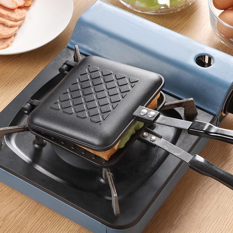 Sandwich Maker, Grilled Sandwich and Panini Maker Pan, Non-Stick Plates, Stovetop Sandwich Maker Aluminum Flip Pan for Kitchen