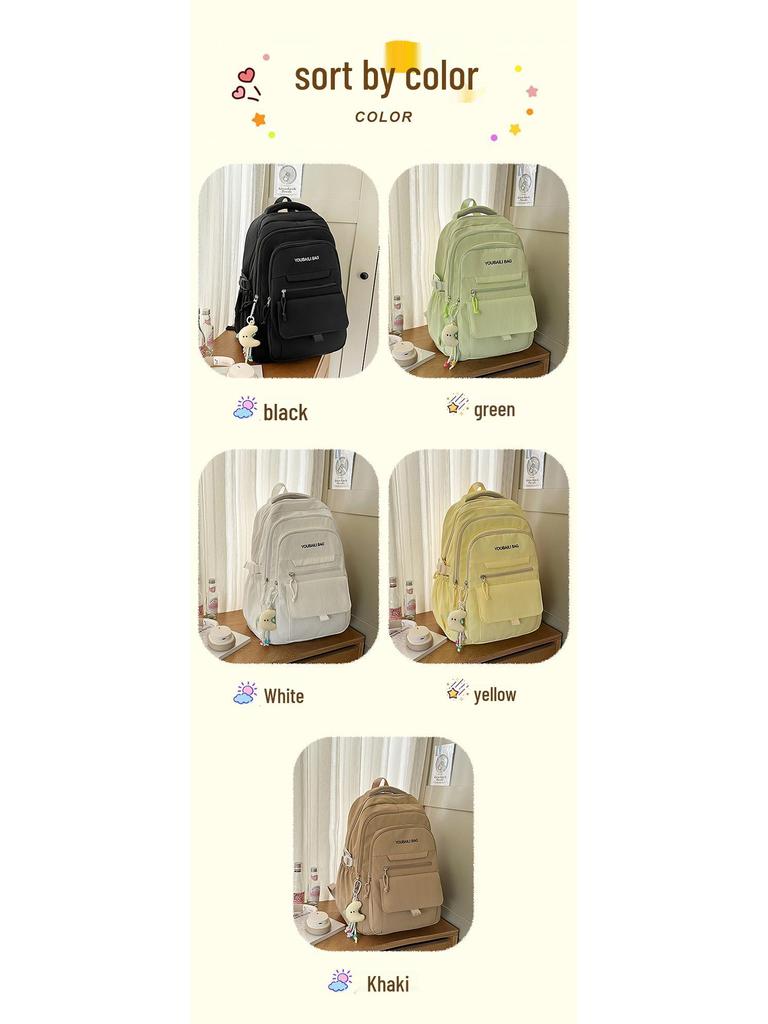 Versatile Candy Color Backpack: Lightweight, Spacious Double Shoulder Bag for Middle and High School Students