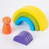 12Pcs Wooden Rainbow Stacking Blocks Fun Building Nesting Toys For Kids Boys