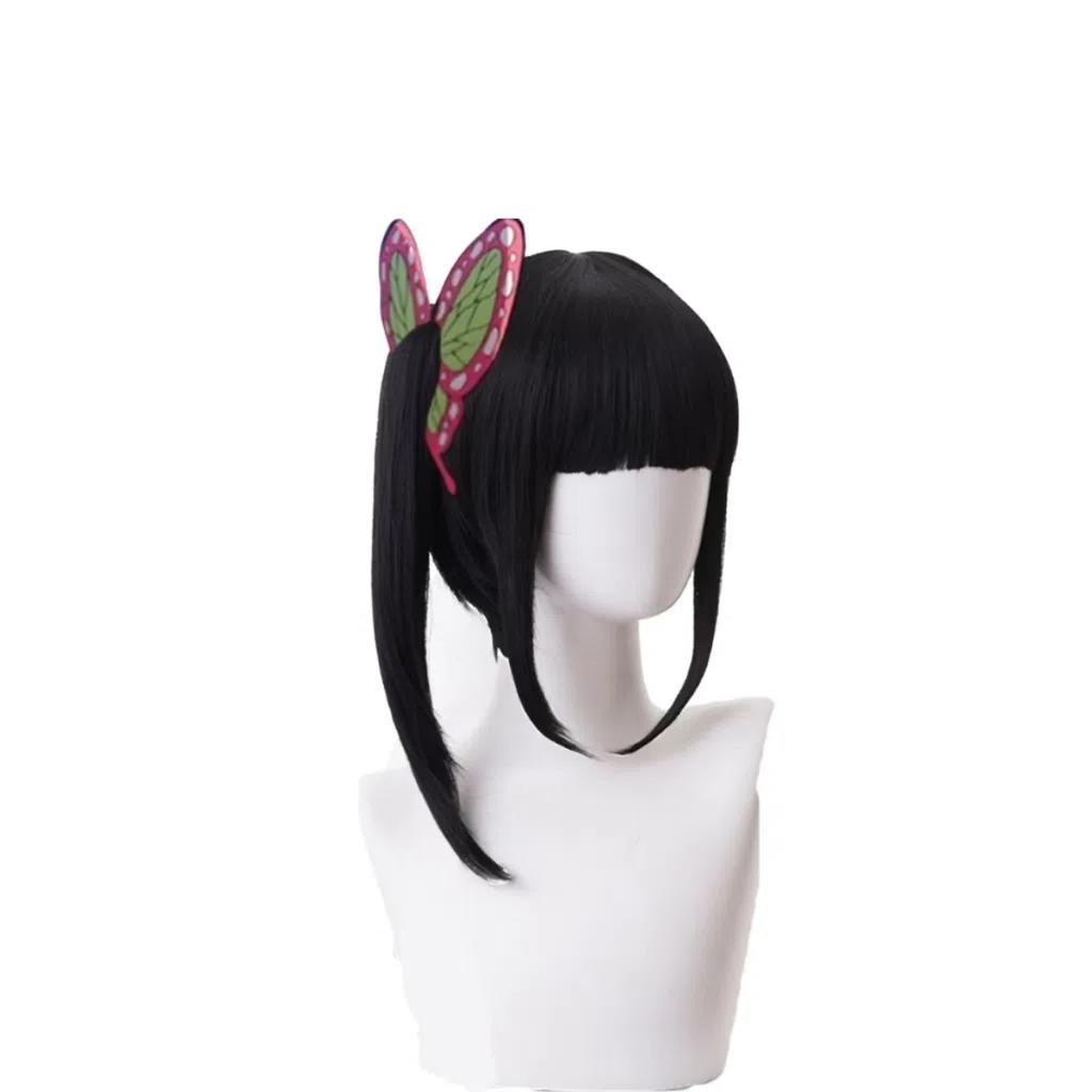 Black Unilateral High Ponytail Sideburns Bangs Chemical Fiber Synthetic Wig | Japanese Girlish Wig | Animation Reality Show Wig